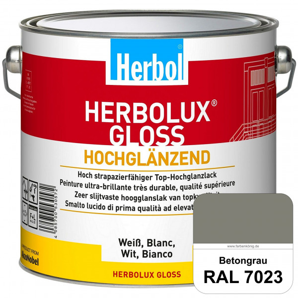 Herbolux Gloss (RAL 7023 Betongrau) strapazierfähiger Top-Hochglanzlack (lösemittelhaltig) für innen