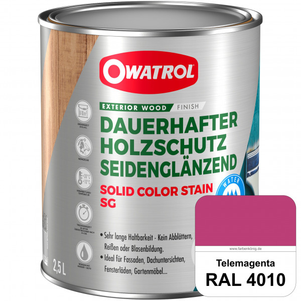 Solid Color Stain SG (RAL 4010 Telemagenta) deckende und seidenglänzende Wetterschutzfarbe außen
