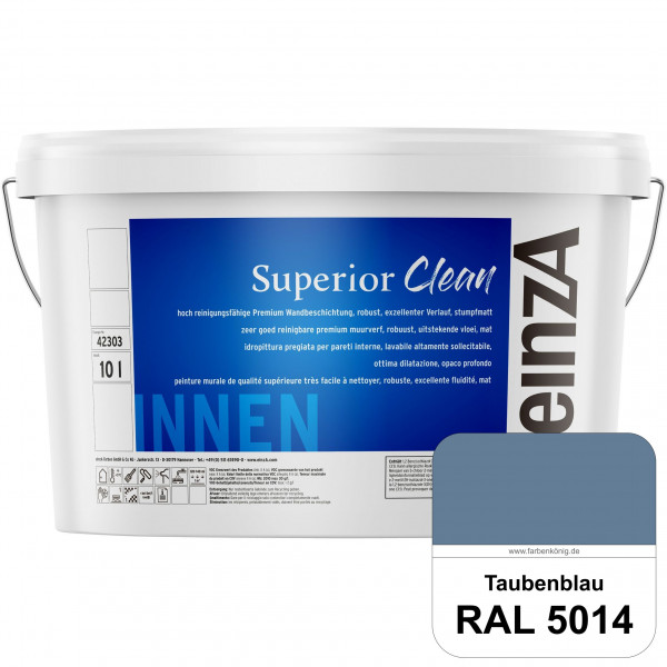 einzA Superior Clean (RAL 5014 Taubenblau) Hoch reinigungsfähige, stumpfmatte Premium-Wandbeschichtu