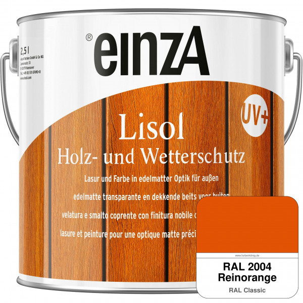 einzA Lisol Holz- und Wetterschutz Lasur und Farbe (RAL 2004 Reinorange)