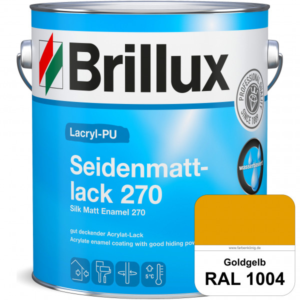 Lacryl-PU Seidenmattlack 270 (RAL 1004 Goldgelb) PU-verstärkt (wasserbasiert) für außen und innen