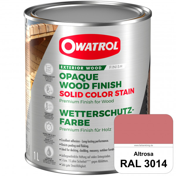 Solid Color Stain (RAL 3014 Altrosa) deckende und matte Wetterschutzfarbe außen