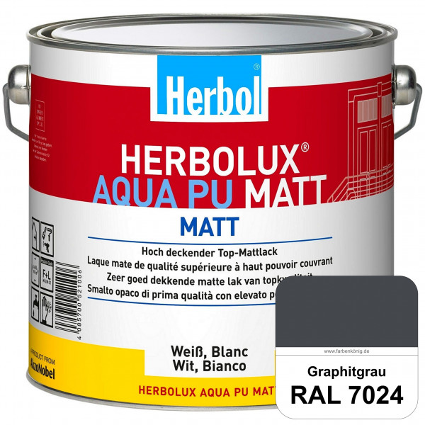 Herbolux Aqua PU Matt (RAL 7024 Graphitgrau) Top-PU-Mattlack auf Wasserbasis (Innen)