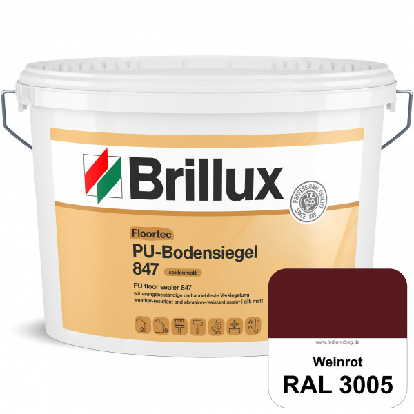 Floortec PU-Bodensiegel ELF 847 (RAL 3005 Weinrot) seidenmatt, witterungsbeständig, außen & innen