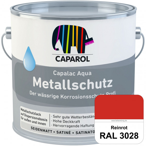 Capalac Aqua Metallschutz (RAL 3028 Reinrot) wasserbasierter Korrosionsschutz für Stahl & verzinkten