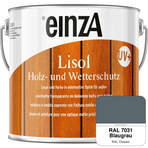 einzA Lisol Holz- und Wetterschutz Lasur und Farbe (RAL 7031 Blaugrau)