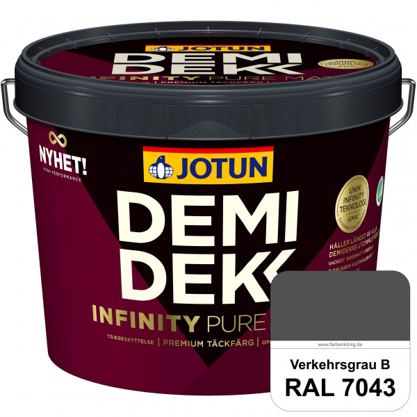 DEMIDEKK Infinity Pure Matt - Deckende, matte Holzfarbe (RAL 7043 Verkehrsgrau B)