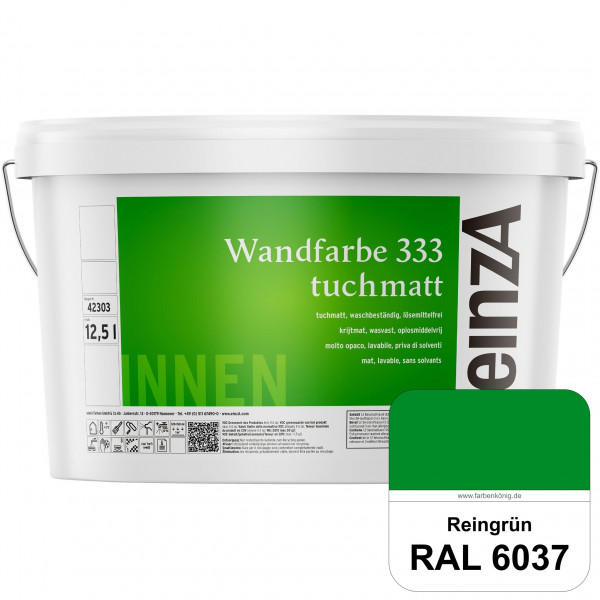 einzA Wandfarbe 333 tuchmatt (RAL 6037 Reingrün) Hochdeckende, waschbeständige Wandfarbe