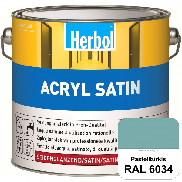 Acryl Satin (RAL 6034 Pastelltürkis) wasserverdünnbarer seidenglänzender Lack (Innen & Außen)
