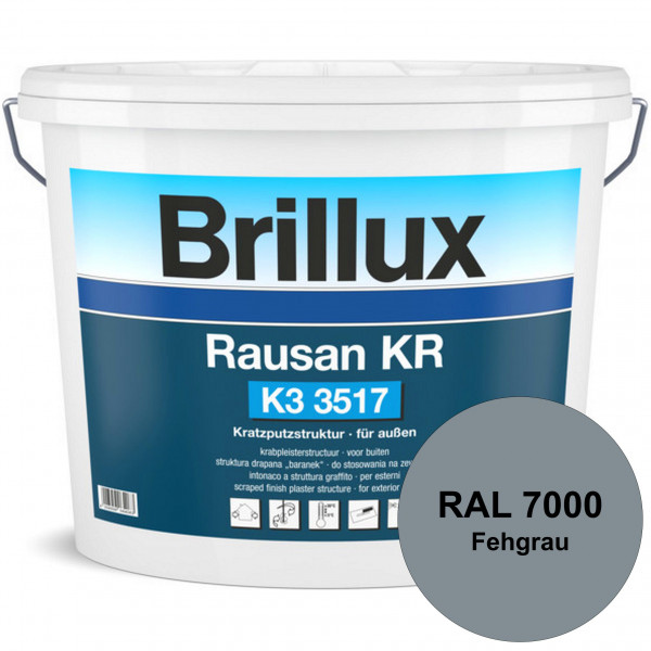 Rausan KR K3 3517 mit Protect (RAL 7000 Fehgrau) Organisch gebundener Kratzputz für wetterbeständige