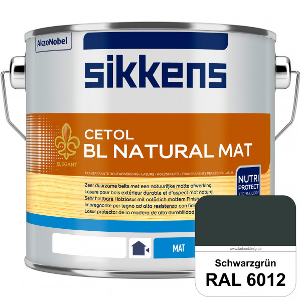 Cetol BL Natural Mat (RAL 6012 Schwarzgrün) Matte, wasserverdünnnbare Dünnschichtlasur