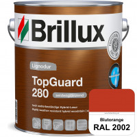 TopGuard 280 (RAL 2002 Blutorange) wasserbasierte, wetterbeständige und seidenglänzende Hybridlasur 