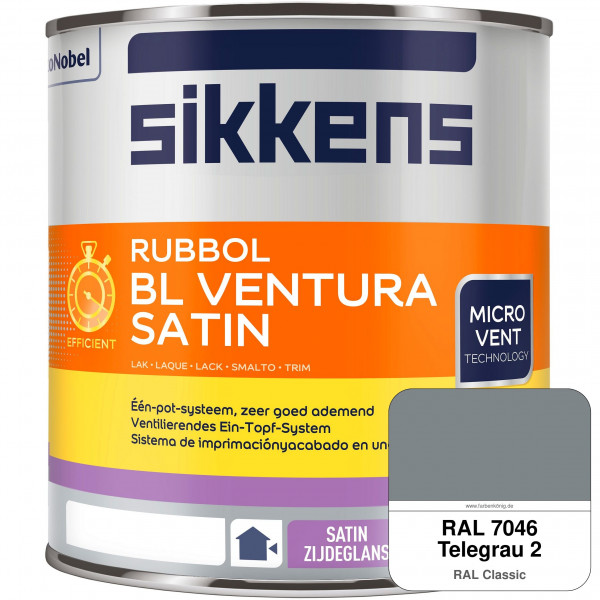 Rubbol BL Ventura Satin NEU (RAL 7046 Telegrau 2) Seidenglanzlack (wasserbasiert) Fenster außen