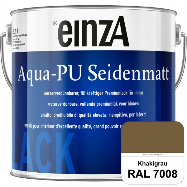 einzA Aqua-PU seidenmatt (RAL 7008 Khakigrau) wasserverdünnbarer Premiumlack für innen