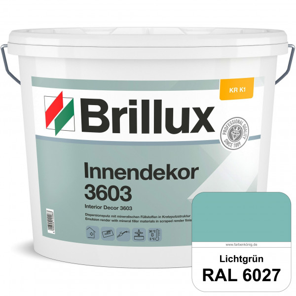 Innendekor ELF KR-K1 3603 (RAL 6027 Lichtgrün) Kratzputz nach zur Erzielung dekorativer und strapazi
