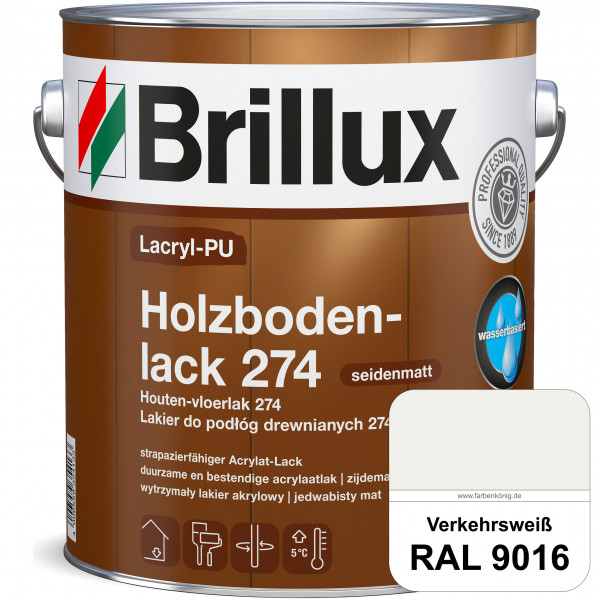 Lacryl-PU Holzbodenlack 274 (RAL 9016 Verkehrsweiß) hochwertige & widerstandsfähige, deckende Versie