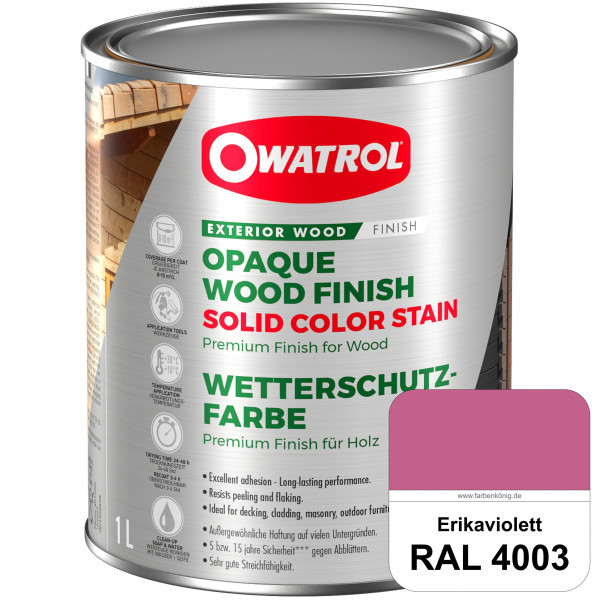 Solid Color Stain (RAL 4003 Erikaviolett) deckende und matte Wetterschutzfarbe außen