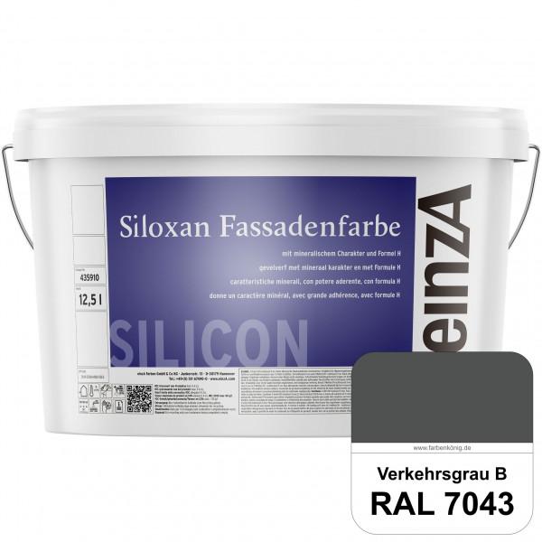 einzA Siloxan Fassadenfarbe (RAL 7043 Verkehrsgrau B) Siliconvergütete Fassadenfarbe