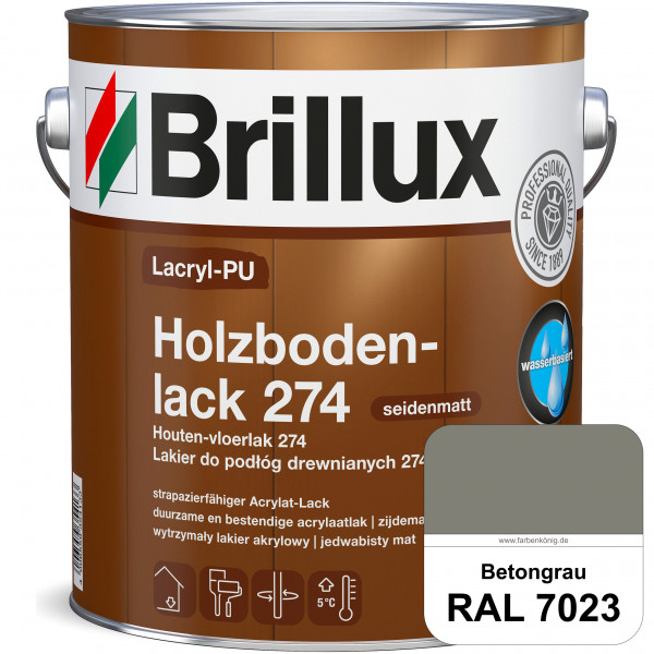 Lacryl-PU Holzbodenlack 274 (RAL 7023 Betongrau) hochwertige & widerstandsfähige, deckende Versiegel