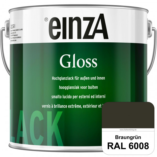 einzA Gloss (RAL 6008 Braungrün) Hochwertiger Alkydharzlack in Premium-Qualität, hochglänzend.