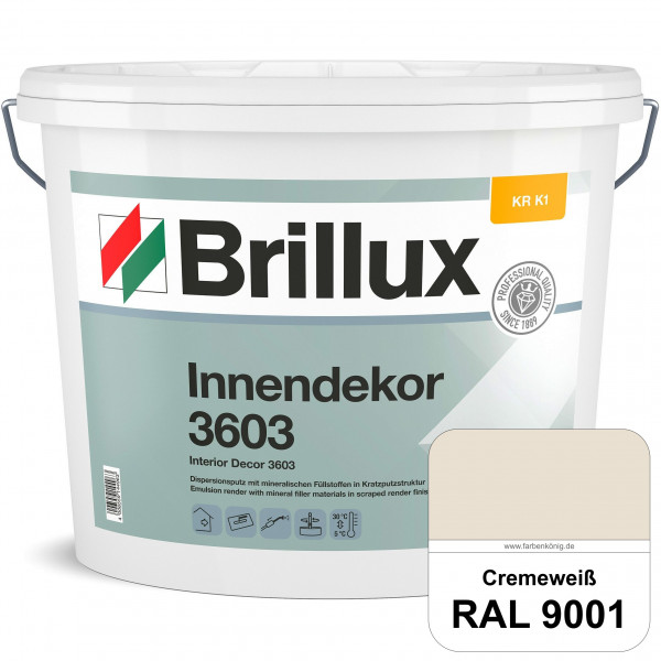 Innendekor ELF KR-K1 3603 (RAL 9001 Cremeweiß) Kratzputz nach zur Erzielung dekorativer und strapazi