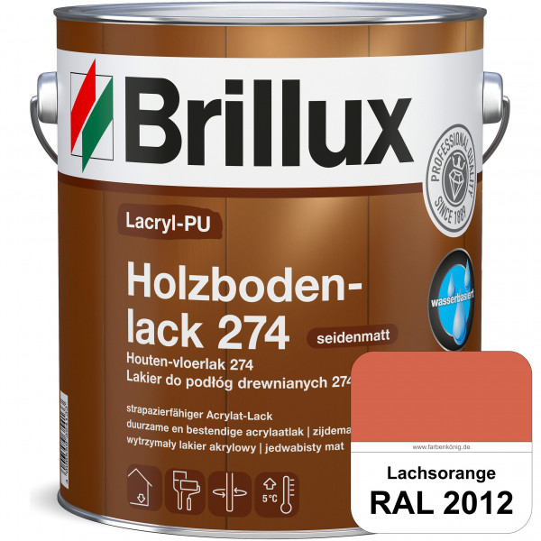 Lacryl-PU Holzbodenlack 274 (RAL 2012 Lachsorange) hochwertige & widerstandsfähige, deckende Versieg
