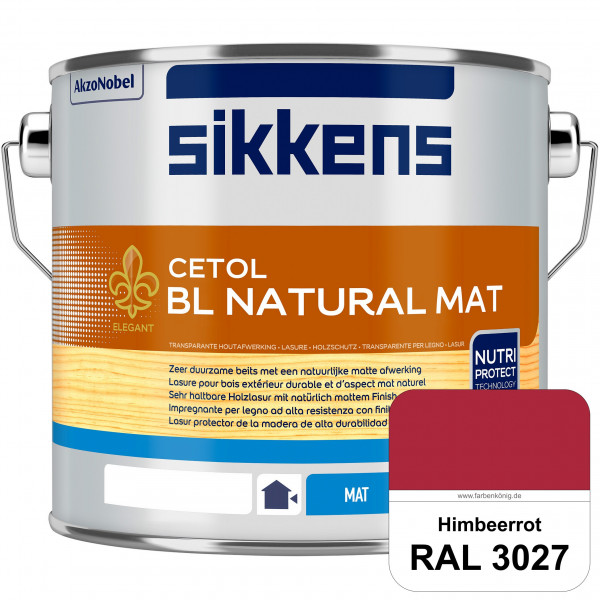 Cetol BL Natural Mat (RAL 3027 Himbeerrot) Matte, wasserverdünnnbare Dünnschichtlasur