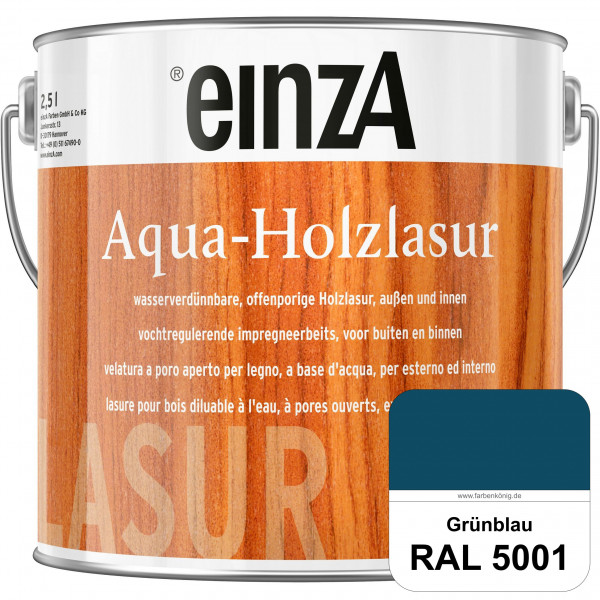 einzA Aqua-Holzlasur (RAL 5001 Grünblau) wasserverdünnbare offenporige Holzlasur für Holzbauteile