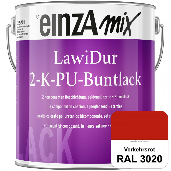 einzA LawiDur 2-K-PU-Buntlack - Seidenglanz (RAL 3020 Verkehrsrot)