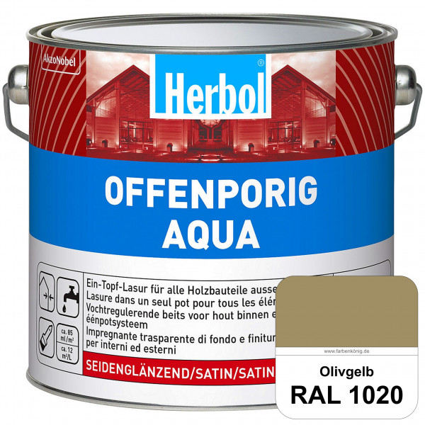 Offenporig Aqua (RAL 1020 Olivgelb) Wasserverdünnbar & hochwertige Ein-Topf-Holzlasur - Feuchteschut