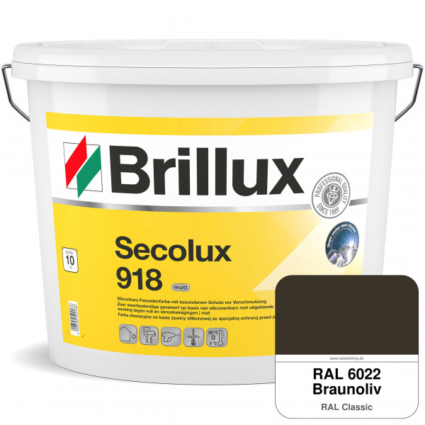 Secolux 918 TSR-Formel (RAL 6022 Braunoliv) für den Einsatz auf WDVS - ehemals Silicon-Fassadenfarbe