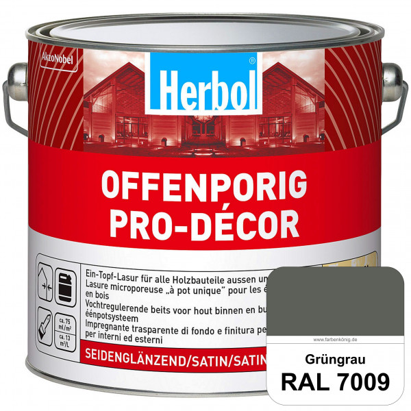 Herbol Offenporig Pro-Décor (RAL 7009 Grüngrau) Hochwertige Ein-Topf-Holzlasur mit 2-Phasen-UV-Schut