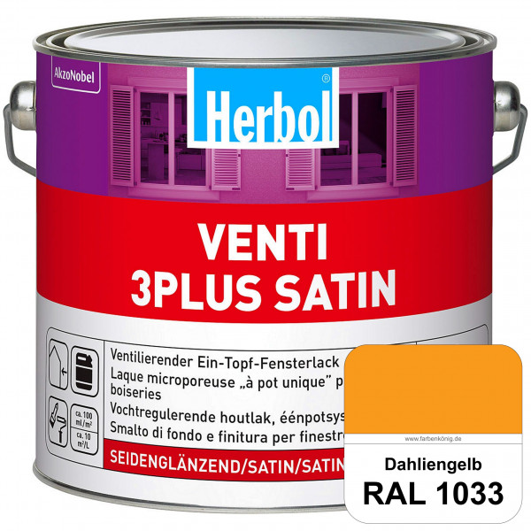 Venti 3Plus Satin (RAL 1033 Dahliengelb) feuchtigkeitregulierender & seidenglänzender Ein-Topf-Fenst