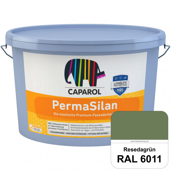 PermaSilan (RAL 6011 Resedagrün) Elastische, diffusionsoffene Fassadenfarbe mit integrierter Nano-Qu