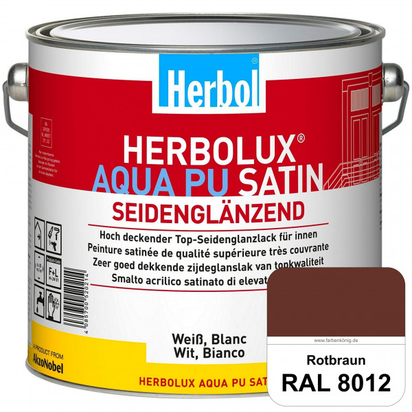 Herbolux Aqua PU Satin (RAL 8012 Rotbraun) Wasserverdünnbarer Top-PU-Seidenglanzlack (Innen)