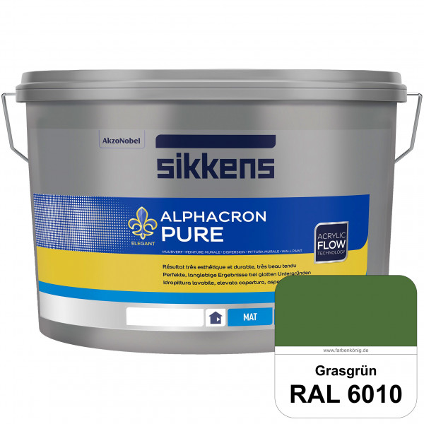 Alphacron Pure (RAL 6010 Grasgrün) Edelmatte & hochertige Premium Wandfarbe für glatte Untergründe.