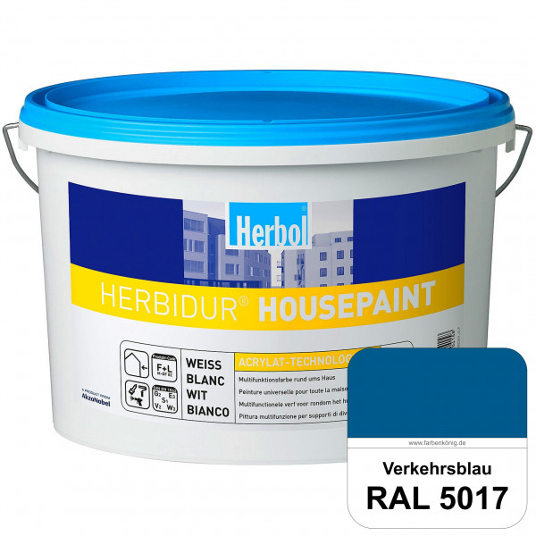 Herbidur Housepaint (RAL 5017 Verkehrsblau) seidenmatte Reinacrylat-Fassadenfarbe