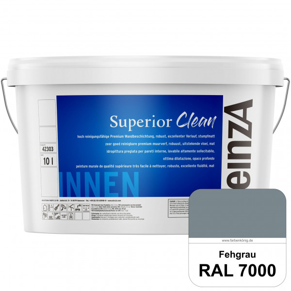 einzA Superior Clean (RAL 7000 Fehgrau) Hoch reinigungsfähige, stumpfmatte Premium-Wandbeschichtung