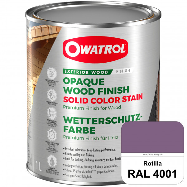 Solid Color Stain (RAL 4001 Rotlila) deckende und matte Wetterschutzfarbe außen