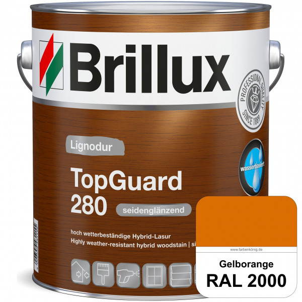 TopGuard 280 (RAL 2000 Gelborange) wasserbasierte, wetterbeständige und seidenglänzende Hybridlasur
