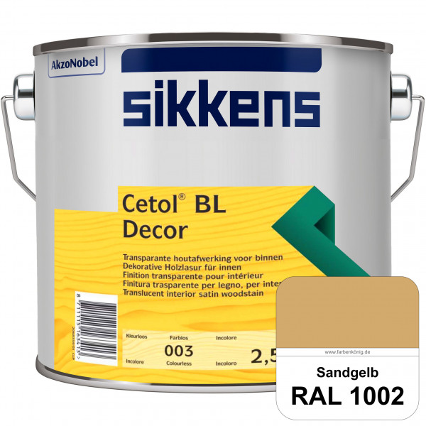 Cetol BL Decor (RAL 1002 Sandgelb) wasserbasierte & seidenglänzende Dünnschichtlasur für innen