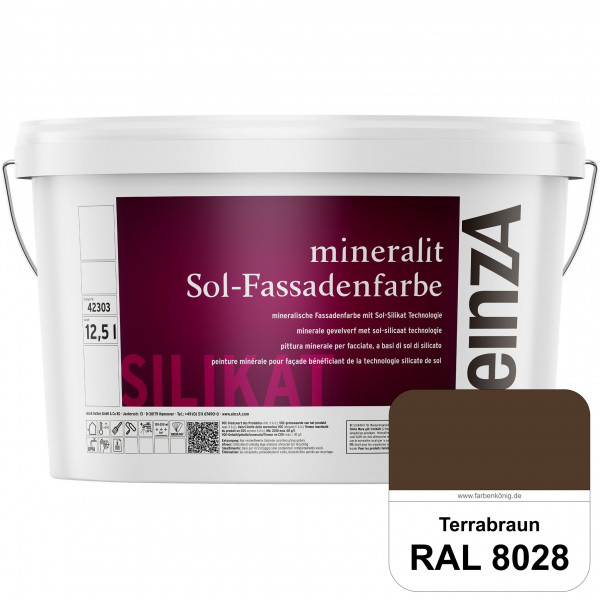 einzA mineralit Sol Fassadenfarbe (RAL 8028 Terrabraun) mineralische Fassadenfarbe mit Sol-Silikat T