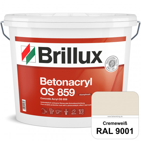 Betonacryl OS 859 (RAL 9001 Cremeweiß) Wetterbeständige Schutzbeschichtung für Betonflächen (Außen)