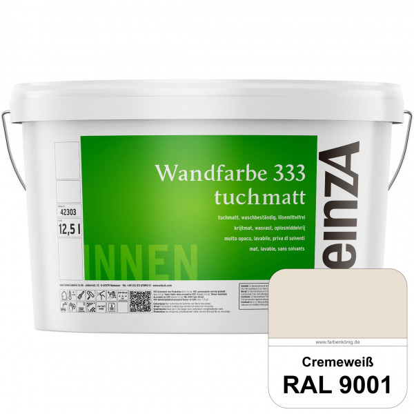 einzA Wandfarbe 333 tuchmatt (RAL 9001 Cremeweiß) Hochdeckende, waschbeständige Wandfarbe