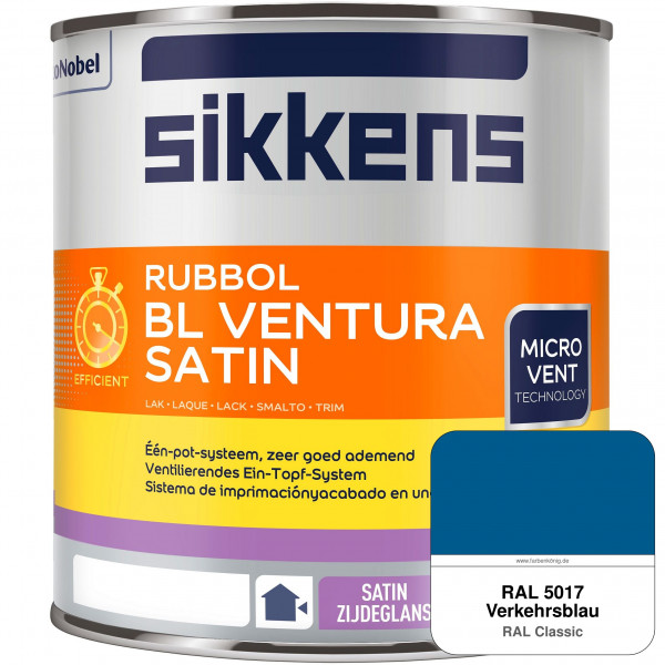 Rubbol BL Ventura Satin NEU (RAL 5017 Verkehrsblau) Seidenglanzlack (wasserbasiert) Fenster außen