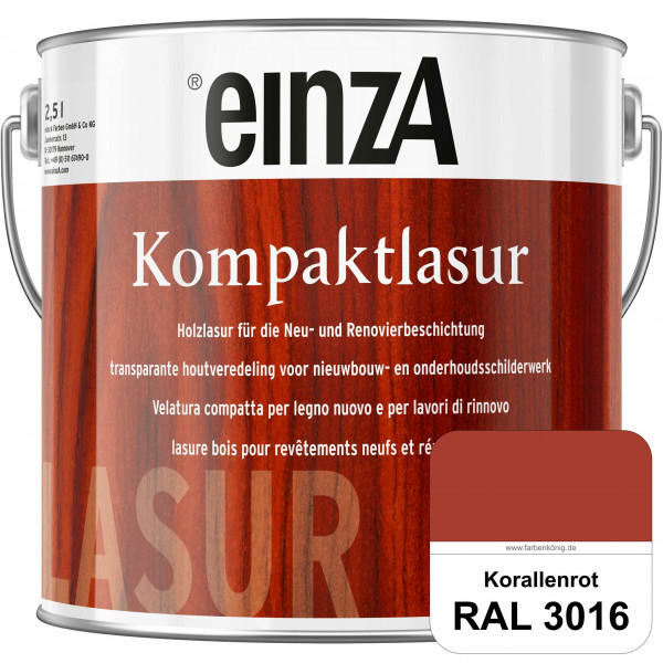 einzA Kompaktlasur (RAL 3016 Korallenrot) Lasuranstrich für den Neu- und Renovieranstrich