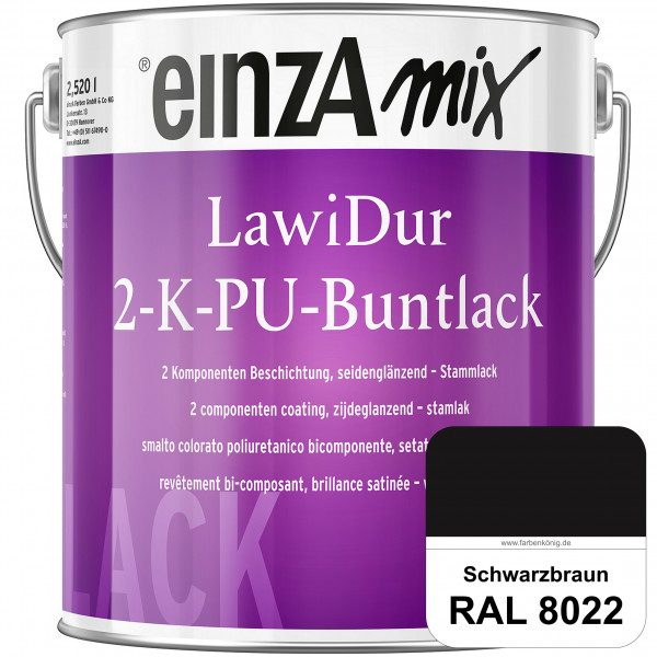 einzA LawiDur 2-K-PU-Buntlack - Seidenglanz (RAL 8022 Schwarzbraun)