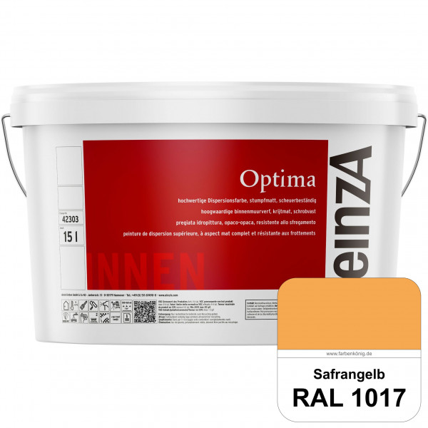 einzA Optima (RAL 1017 Safrangelb) Stumpfmatte Dispersionsfarbe für hochwertige Anstriche