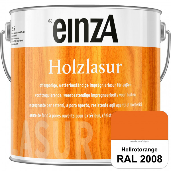 einzA Holzlasur (RAL 2008 Hellrotorange) Offenporige Imprägnierlasur für Außen-Holzbauteile