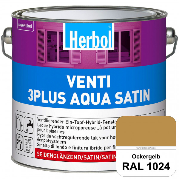 Venti 3Plus Aqua Satin (RAL 1024 Ockergelb) wasserbasierter & feuchtigkeitregulierender Ein-Topf-Fen